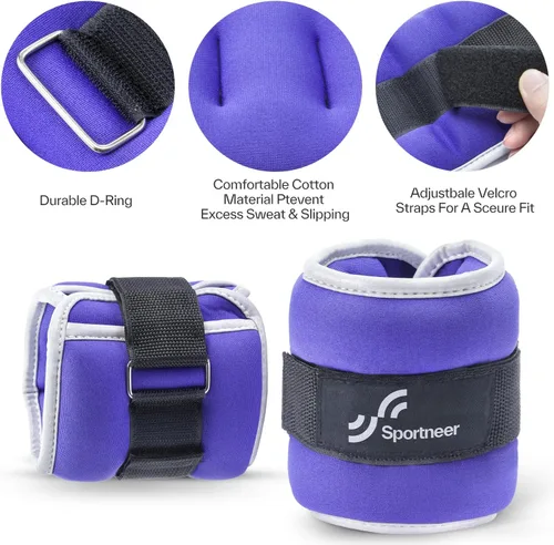 Miniatura 3 de Sportneer Pesas de tobillo para muñeca, par de pesas de 1/2/4/6/10 libras para hombres, mujeres, niños, entrenamiento de fuerza, juego de pesas