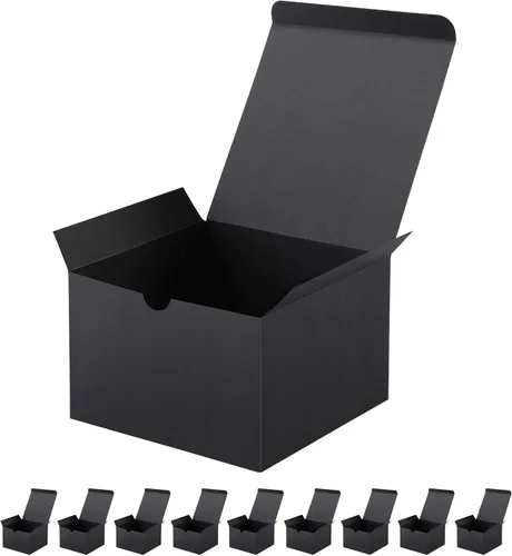 JINMING 10 cajas de regalo 6x6x4 pulgadas, cajas de regalo mate negras a granel para el Día de la Madre, el Día del Padre, fiesta, cumpleaños, cajas