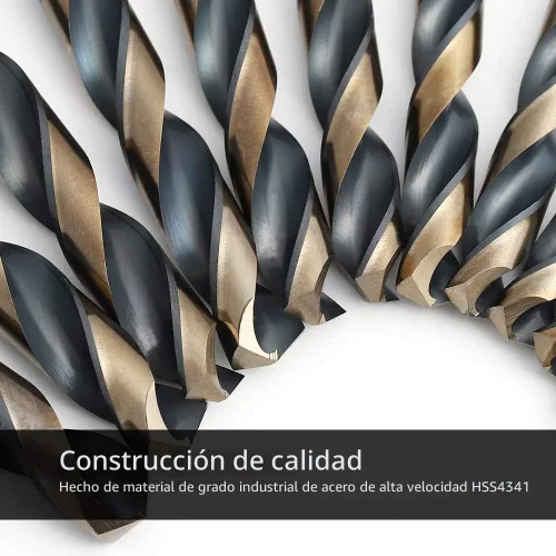 COMOWARE Juego de 29 brocas, acero de alta velocidad con acabado negro y dorado con punta dividida de 135 grados, de 1/16" a 1/2" x 64vos