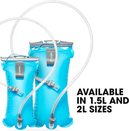 Miniatura 5 de HydraPak Velocity Depósito de hidratación (1.5L, 2L, 3L), cámara de agua ultraligera, válvula de mordida autosellante, a prueba de fugas, Malibú