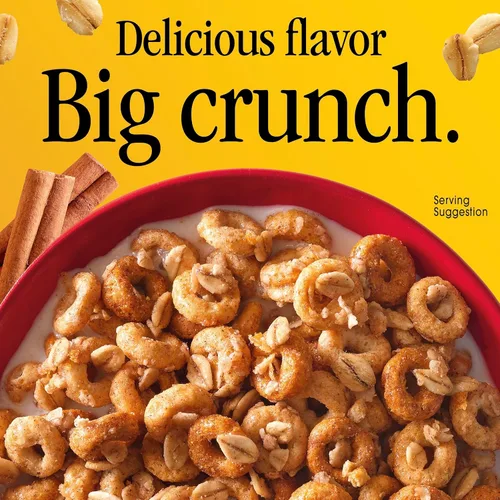 Miniatura 3 de Cheerios Oat Crunch Cinnamon Cereal de Desayuno, Hecho con Grano Entero, Tamaño Grande, 18.2 oz