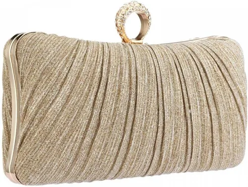 Miniatura 8 de Bolso de mano para mujer, plisado con purpurina y bolsa de noche con diamantes de imitación, para novia, boda, fiesta