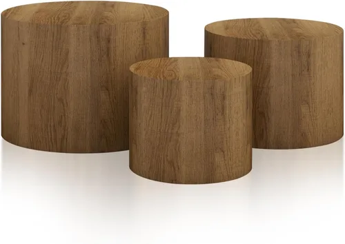 Vikiullf Juego de 3 mesas de centro anidadas, mesas redondas de madera, mesa circular moderna para sala de estar, dormitorio, mesa auxiliar