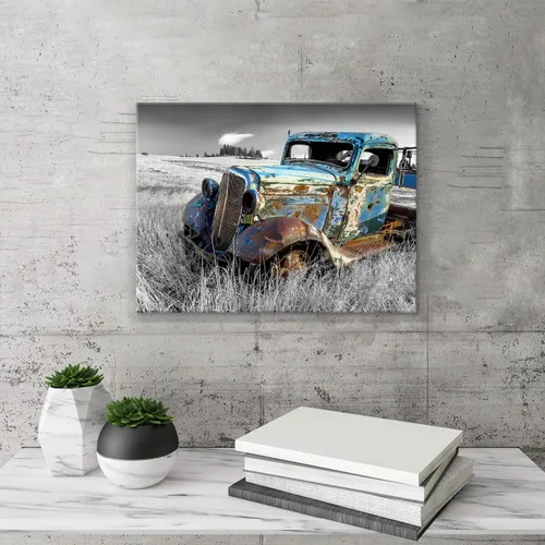 Miniatura 2 de Lienzo decorativo para pared de automóvil oxidado: cuadros de camiones viejos impresos en lienzo para dormitorio