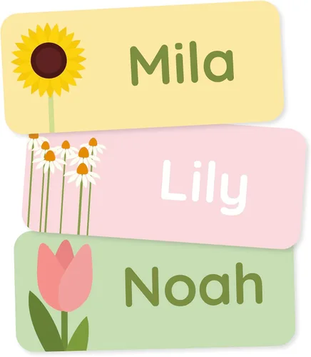 Miniatura 8 de Etiquetas de nombre personalizadas para niños (60) – Adhesivos personalizados impermeables y duraderos para ropa, guardería, oficina y suministros