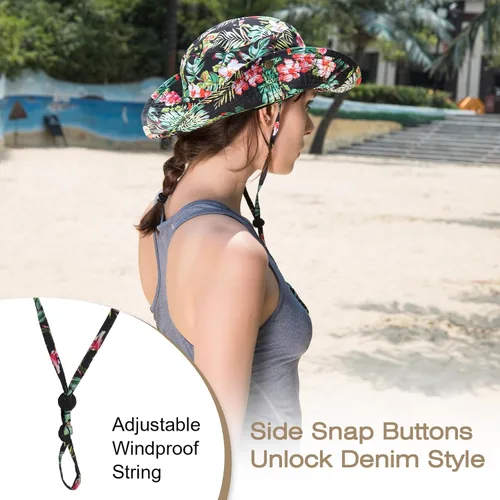 Miniatura 4 de Sombrero de pescador de ala ancha con protección UV, sombrero Boonie, sombreros de pesca, senderismo, safari, sombreros al aire libre para hombres