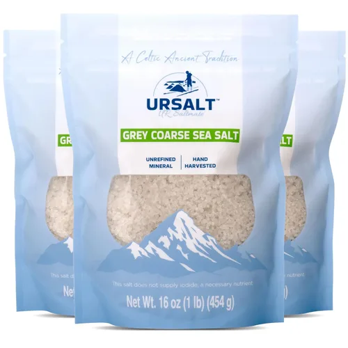 Miniatura 7 de URSALT Sal marina francesa gruesa gris – Sel Gris cosechada a mano de Francia (1 libra) – 82+ rica en minerales, 100% natural y sin refinar, sal