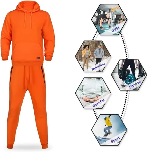 Miniatura 5 de Conjunto deportivo de forro polar con capucha para hombre, 2 piezas, conjunto casual para correr