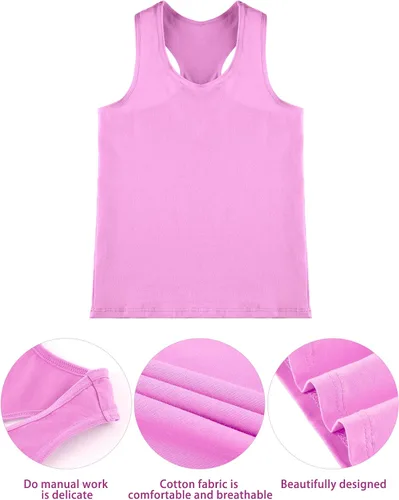 Miniatura 5 de Camiseta sin mangas de 3 piezas para niñas, con espalda cruzada, para bailar, gimnasia, ropa de baile