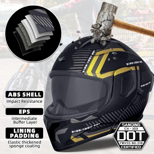 Miniatura 4 de Cascos modulares abatibles de doble visera para motocicleta, de cara completa, para adultos, BMX, de cuatro ruedas, para hombres y mujeres, aprobado