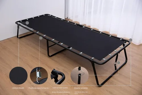 Miniatura 4 de LEISUIT - Cama plegable con colchón de espuma viscoelástica para invitados, catre plegable portátil para habitación y oficina