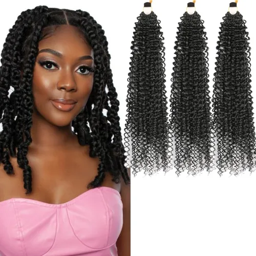 Miniatura 20 de Pelo de ganchillo Ocean Wave de 30 pulgadas, 3 paquetes de cabello trenzado de onda profunda, cabello rizado profundo con ganchillo para mujeres