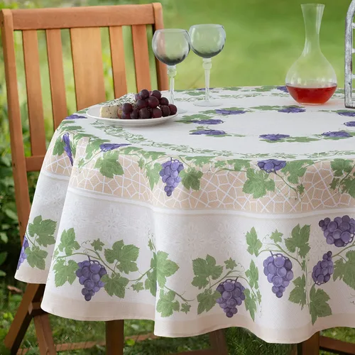Miniatura 2 de Home Bargains Plus Mantel redondo de tela, 70 pulgadas, vino burdeos provenzal, para interiores y exteriores, resistente a las manchas y al agua
