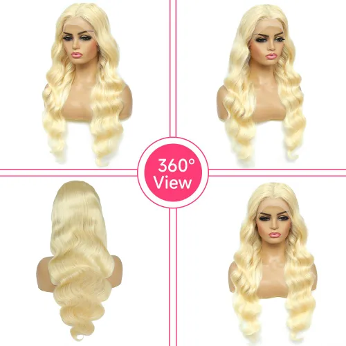 Miniatura 3 de Peluca de cabello humano con encaje frontal 613 de 13 x 6, peluca de cabello humano ondulado 613 con encaje frontal, densidad del 200 %, cabello