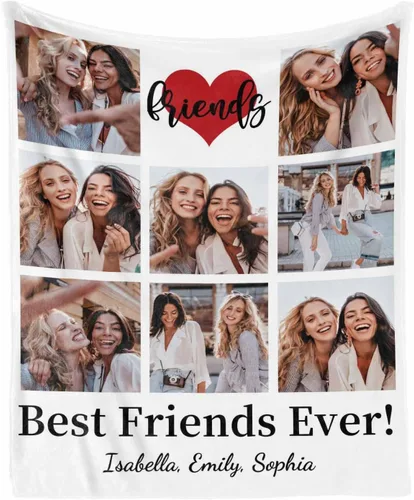 Miniatura 10 de Manta de collage de fotos personalizada con mensaje de amor y nombres, manta suave para niñas y hermanas, sofá cama, 30 x 40 pulgadas