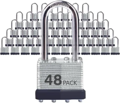 Miniatura 11 de Candados de acero laminado con llave similar con grillete normal para cobertizos, cercas y casilleros (paquete de 12)