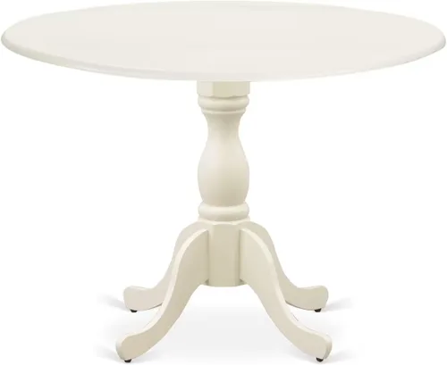 East West Furniture DMT-LWH-TP Dublin - Mesa de comedor redonda con base de pedestal, 42 x 42 pulgadas, color blanco lino
