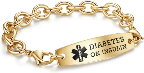 Miniatura 42 de LinnaLove Pulseras de identificación médica intercambiables Cadena de cable de acero inoxidable pulseras de alerta médica personalizables