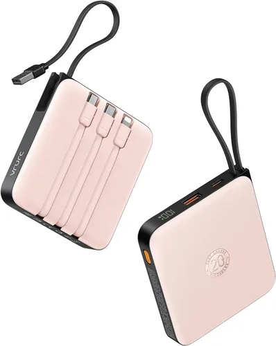 Miniatura 9 de VRURC Cargador portátil con 4 cables incorporados, paquete de batería de 20000mAh Cargador portátil PD 20W de carga rápida, banco de energía