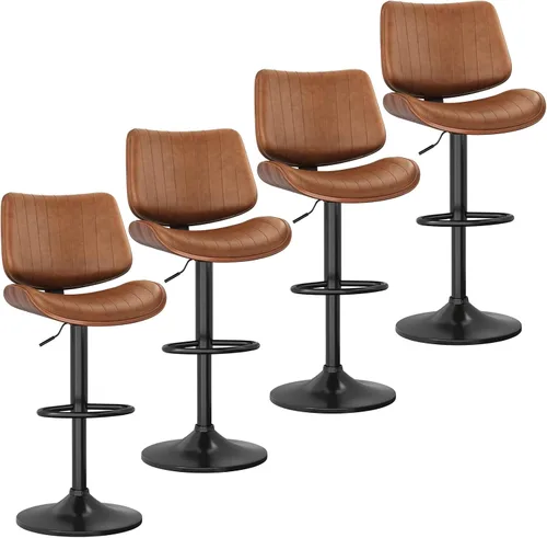Miniatura 26 de YaFiti Adjustable Bar Stools, Modern Swivel PU Leather Counter Height Chairs with Backrest, Armless Kitchen Island Stools, Black 1 PCS