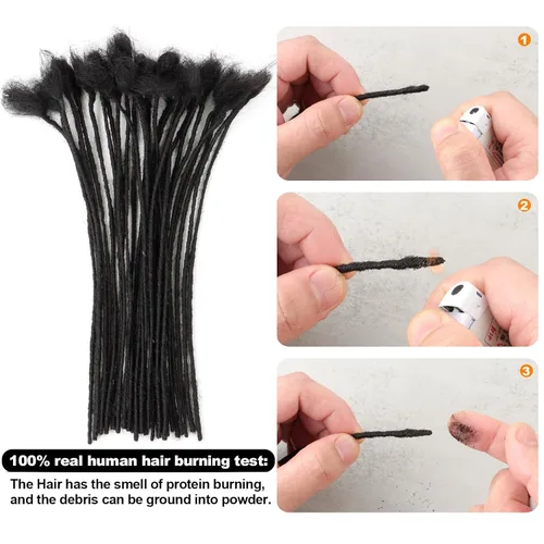 Miniatura 4 de Extensiones de rastas de cabello humano Cypsin de 6 pulgadas, 60 hebras, 0.2 cm de ancho, 100% cabello humano, extensiones de rastas permanentes