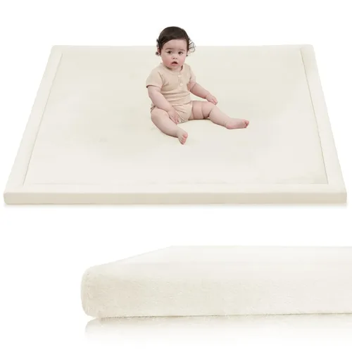 Miniatura 48 de Huloo Sleep - Tapete de juego para bebé, tapete de espuma viscoelástica de 1.3 pulgadas de grosor, terciopelo coral suave, antideslizante, Gris