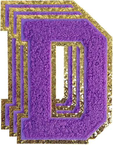 Miniatura 201 de 3 parches de números de chenilla negra, tamaño grande de 4-1/2" parches de números para planchar, parches universitarios para ropa, 8" Borde oro rosa