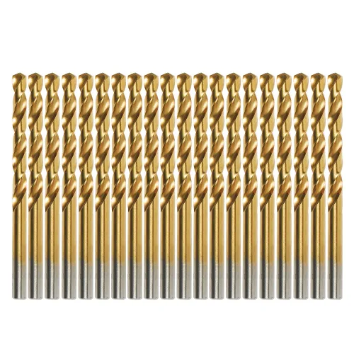 Juego de brocas de titanio, 20 brocas HSS Jobber de 11/64 pulgadas, taladro de longitud de acero de alta velocidad 4341 para perforar en acero