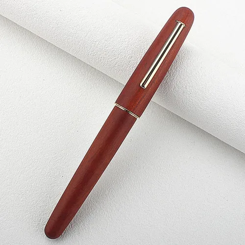 Jinhao 9036 Natural Wood Vintage Fountain Pen Ink Pen(Fine Nib 0.5mm,Rose wood)