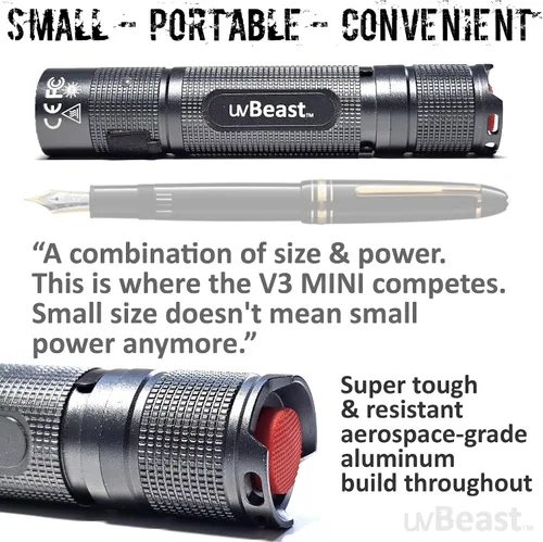 Miniatura 6 de uvBeast Nueva V3 MINI 385-395nm - Linterna UV de luz negra - Ultravioleta de baja contaminación - LED UV de 5 núcleos de grado profesional de alta