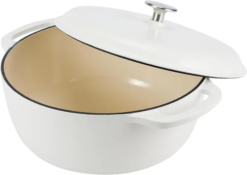 Miniatura 3 de Amazon Basics - Olla de horno holandés de hierro fundido esmaltado con tapa, redonda, asas duales, resistente, mediana, 6 cuartos de galón