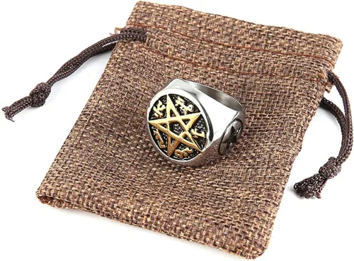 Miniatura 5 de HZMAN Supernatural Devils Trap Symbol Sigil Stainless Steel Ring Pentagram Anti Possession
