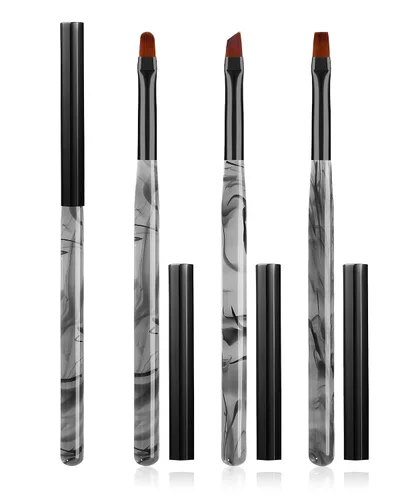 Miniatura 14 de 3 piezas de brochas de limpieza de arte de uñas, brochas de uña redondas/anguladas/planas resistentes a la acetona para remover esmalte de gel