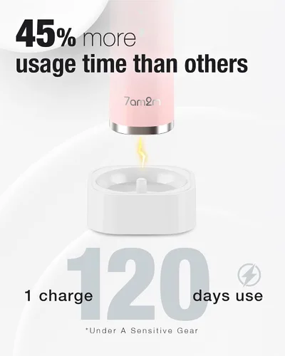 Miniatura 8 de 7AM2M Cepillo de dientes eléctrico sónico con 6 cabezales de cepillo para adultos y niños, una carga durante 120 días, carga rápida inalámbrica, 5