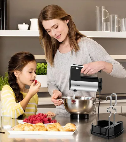 Miniatura 7 de Mezclador de mano eléctrico de 600 W, 10 velocidades, potente con mezclador de mano Turbo para hornear torta cocina mezclador con batidores, batir