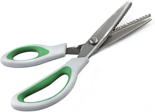BlueSnail Tijeras de acero inoxidable con agarre cómodo, mango profesional, para manualidades, costura, corte en zigzag, tijeras de coser (9.5 Verde