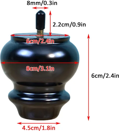 Miniatura 2 de Patas de madera maciza, patas de sofá con varilla roscada M8, patas de gabinete de mesa auxiliar, patas de repuesto para cómoda, cama, soporte