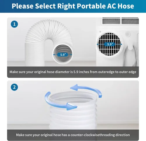 Miniatura 3 de Manguera portátil de aire acondicionado, manguera de ventilación de escape portátil con 5.9 pulgadas de diámetro, aire acondicionado de habitación
