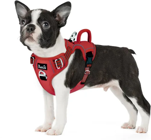 Miniatura 27 de SlowTon Arnés para perro sin tirones, arnés resistente sin estrangulamiento para mascotas, con 2 clips para la correa y mango vertical de fácil