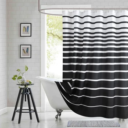 Miniatura 27 de Cortina de ducha gris, cortinas de ducha de tela de microfibra gris degradado para baño, cortinas de baño modernas impermeables, 72 pulgadas