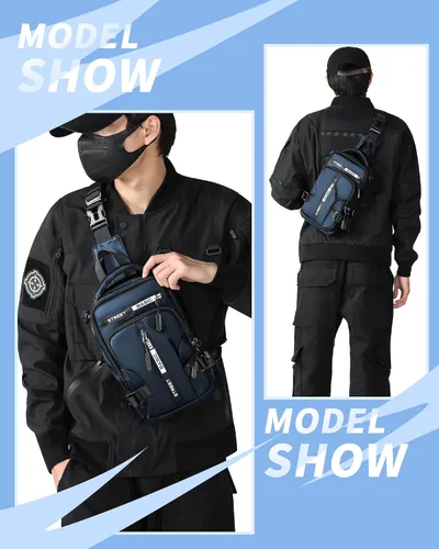 Miniatura 34 de Mochila cruzada pequeña negra para hombre y mujer, H-Negro, S, Moda