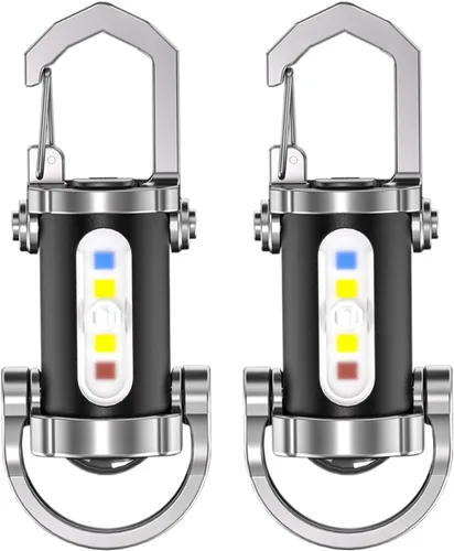 Miniatura 10 de Linterna de llavero recargable, brillante de 800 lúmenes, luz de llavero EDC de aluminio, 7 modos de luz, luz de trabajo COB, linternas