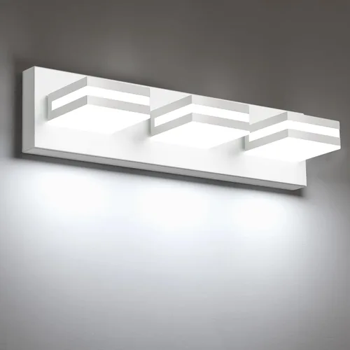 IZORRO Luces LED modernas para baño (8 luces, regulables), iluminación de pared acrílica blanca mate, luces de tocador para baño sobre espejo, 6000