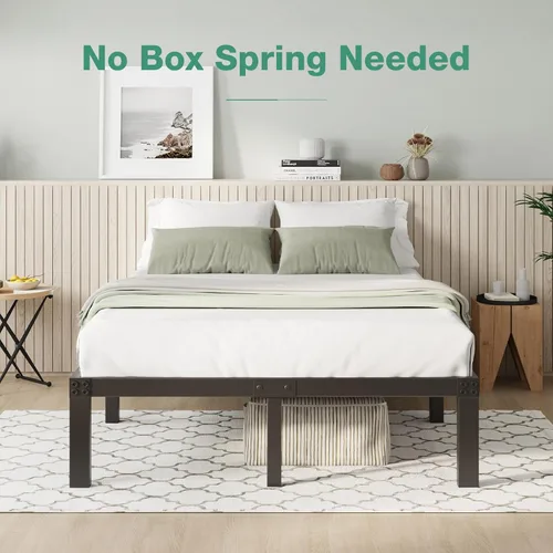 Miniatura 5 de Novilla - Base de cama de tamaño Queen, plataforma de metal de 12 pulgadas con espacio de almacenamiento debajo de la cama, soporte de listones