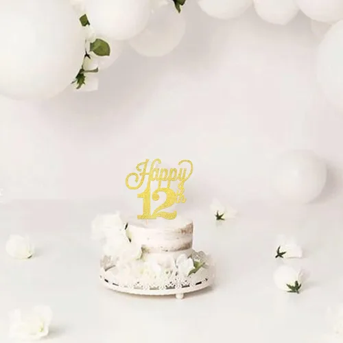 Miniatura 7 de 1 paquete de decoración para pastel de 12 años, purpurina negra número 12, doce cumpleaños, decoración para felicitaciones a 12 años de edad, 12