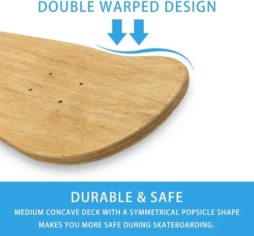 Miniatura 4 de Tablas de patineta en blanco de 31 x 8 pulgadas, natural, patineta de doble cola de arce de 7 capas, ideal para reemplazo, pintura artística