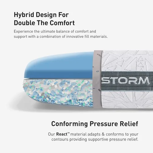 Miniatura 6 de Bedgear Storm Cuddle Curve - Almohada de rendimiento – Tamaño 3.0 – Almohada de cama refrescante para personas que duermen de lado – Firmeza media
