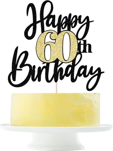 Miniatura 20 de Decoración para tartas de cumpleaños número 11 con purpurina negra y dorada, decoración de pastel de cumpleaños de 11 años y fabuloso cumpleaños