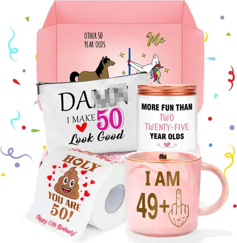 Regalos de cumpleaños número 50 para ella, decoraciones divertidas y felices para el cumpleaños número 50 para mujeres, regalos de 50 años para