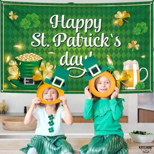 Miniatura 6 de KatchOn, XtraLarge - Cartel de feliz día de San Patricio, 72 x 44 pulgadas, telón de fondo del día de San Patricio para fotografía, pancartas